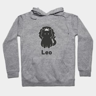 Leo Cat Zodiac Sign with Text (Black and White) Hoodie